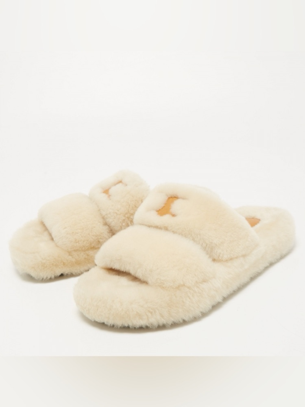 Celine Fur Flat Slides - Cozy Shearling Slippers with Accents - Size 6 - Picture 2 of 10